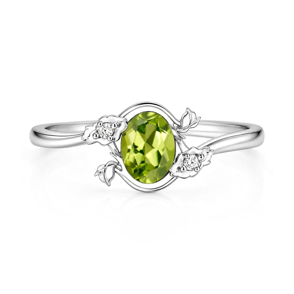 Oval Shaped Garnet Bypass Floral Ring - LUO Jewelry #gemstone_Peridot