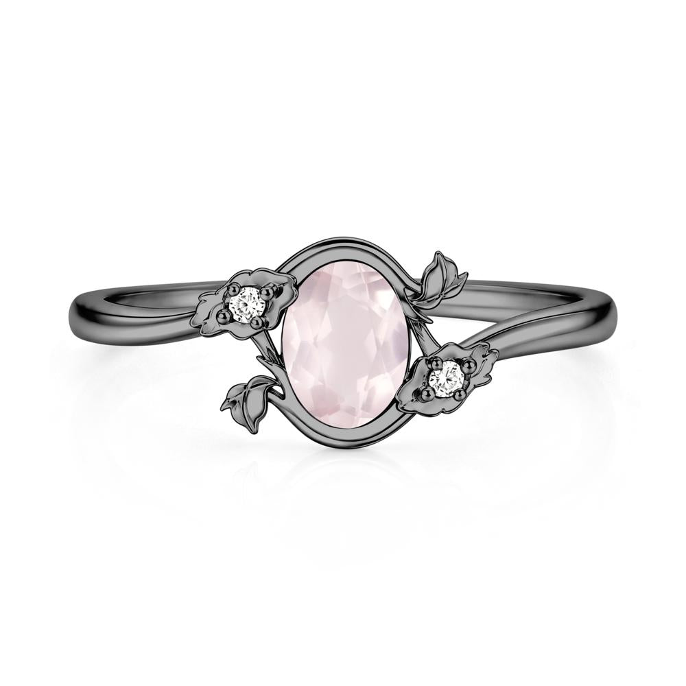 Oval Shaped Garnet Bypass Floral Ring - LUO Jewelry #gemstone_Rose Quartz