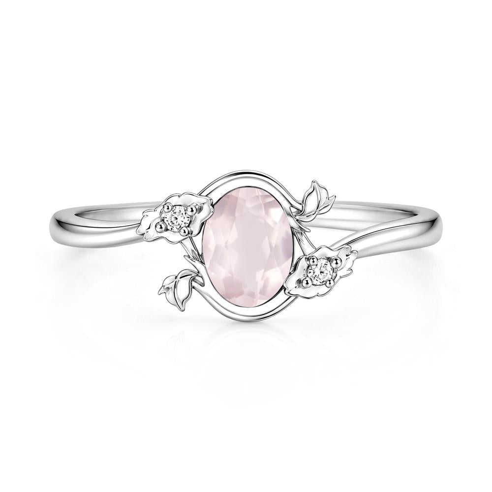 Oval Shaped Garnet Bypass Floral Ring - LUO Jewelry #gemstone_Rose Quartz
