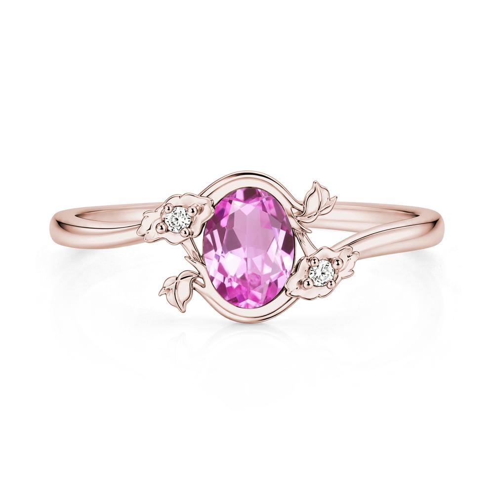 Oval Shaped Garnet Bypass Floral Ring - LUO Jewelry #gemstone_Pink Sapphire