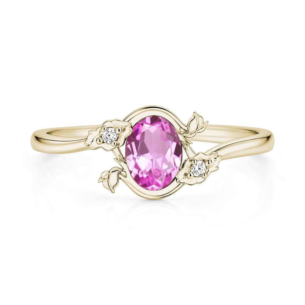 Oval Shaped Garnet Bypass Floral Ring - LUO Jewelry #gemstone_Pink Sapphire