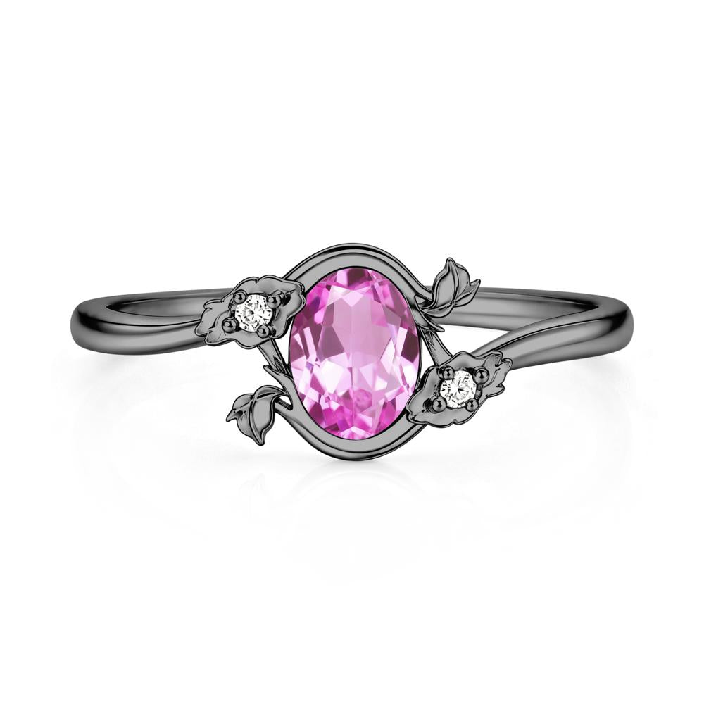 Oval Shaped Garnet Bypass Floral Ring - LUO Jewelry #gemstone_Pink Sapphire