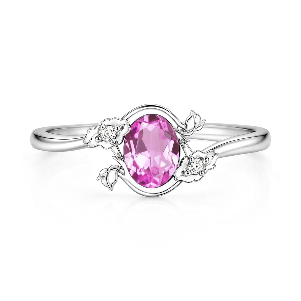Oval Shaped Garnet Bypass Floral Ring - LUO Jewelry #gemstone_Pink Sapphire