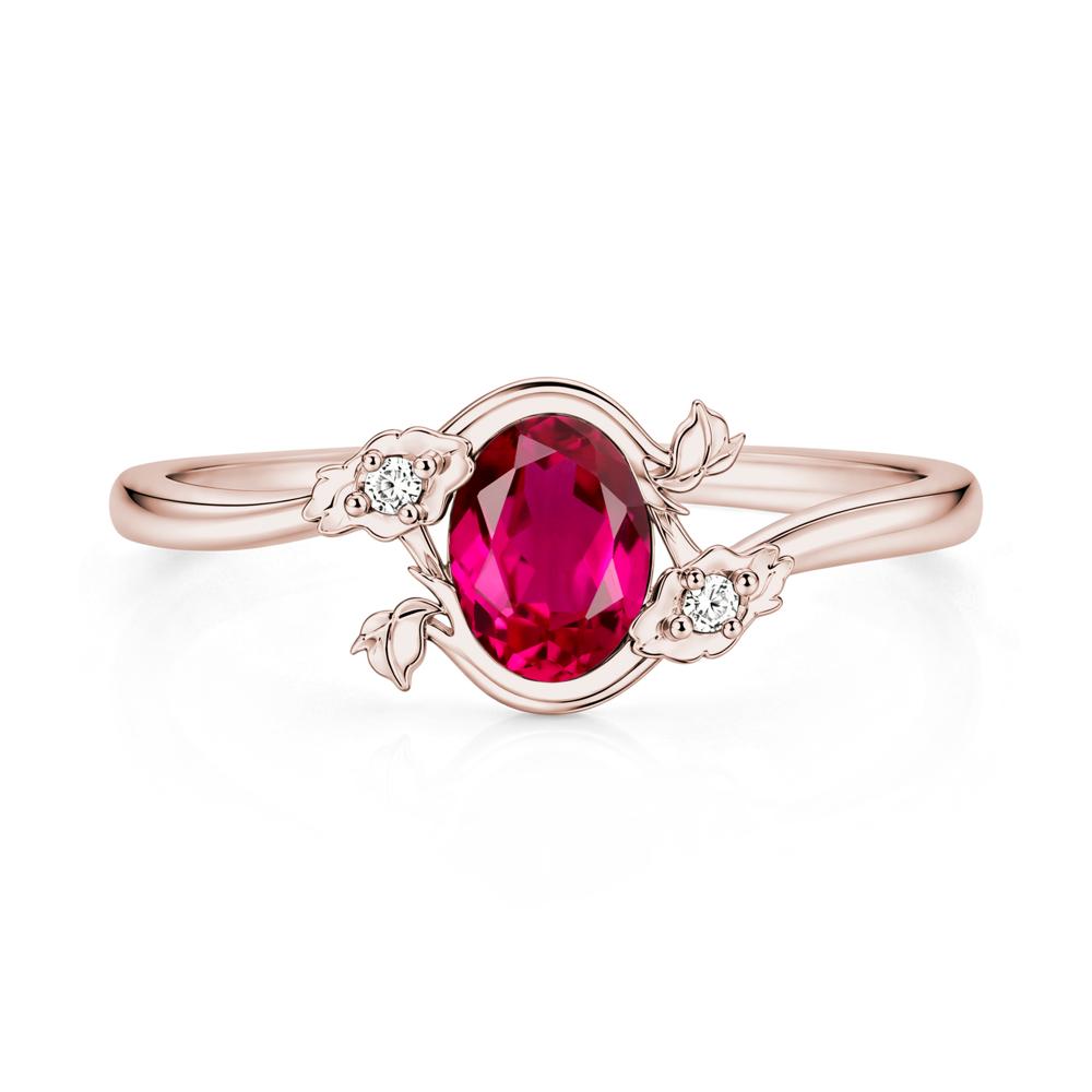Oval Shaped Garnet Bypass Floral Ring - LUO Jewelry #gemstone_Ruby