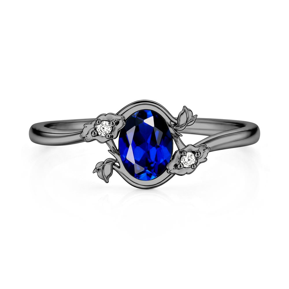 Oval Shaped Garnet Bypass Floral Ring - LUO Jewelry #gemstone_Sapphire
