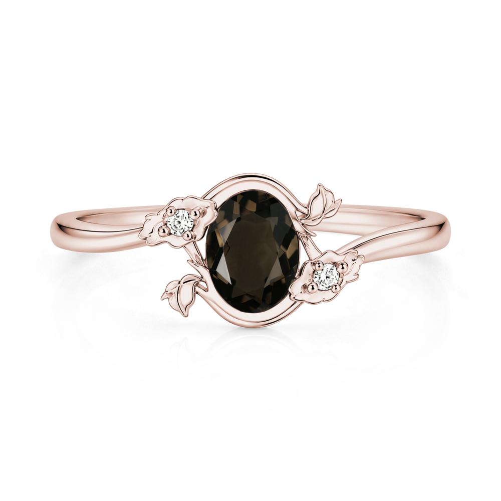 Oval Shaped Garnet Bypass Floral Ring - LUO Jewelry #gemstone_Smoky Quartz