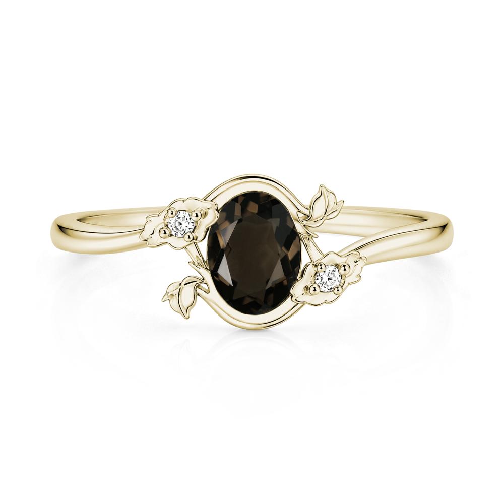 Oval Shaped Garnet Bypass Floral Ring - LUO Jewelry #gemstone_Smoky Quartz