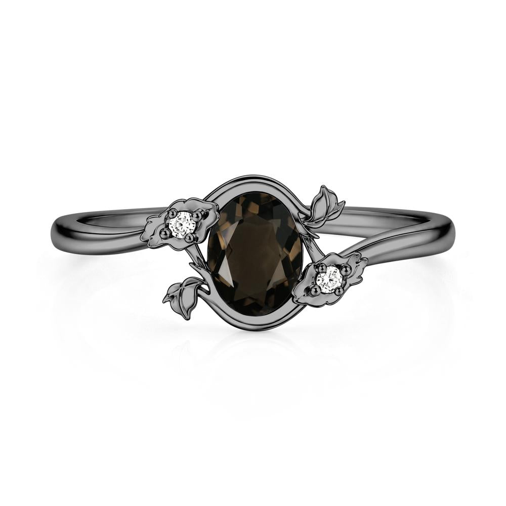 Oval Shaped Garnet Bypass Floral Ring - LUO Jewelry #gemstone_Smoky Quartz
