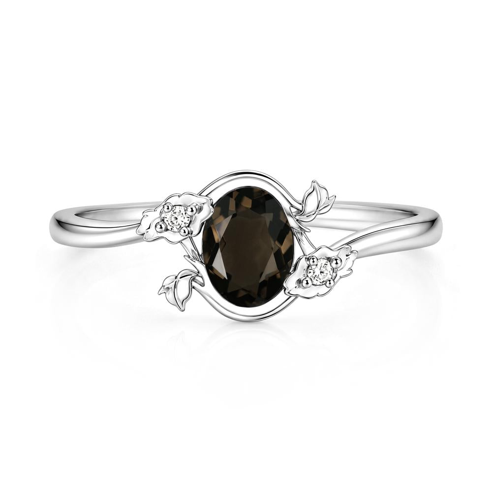 Oval Shaped Garnet Bypass Floral Ring - LUO Jewelry #gemstone_Smoky Quartz
