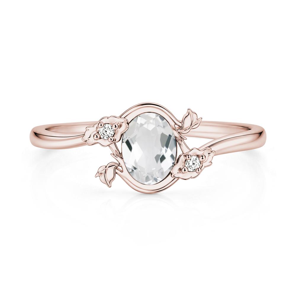 Oval Shaped Garnet Bypass Floral Ring - LUO Jewelry #gemstone_White Topaz
