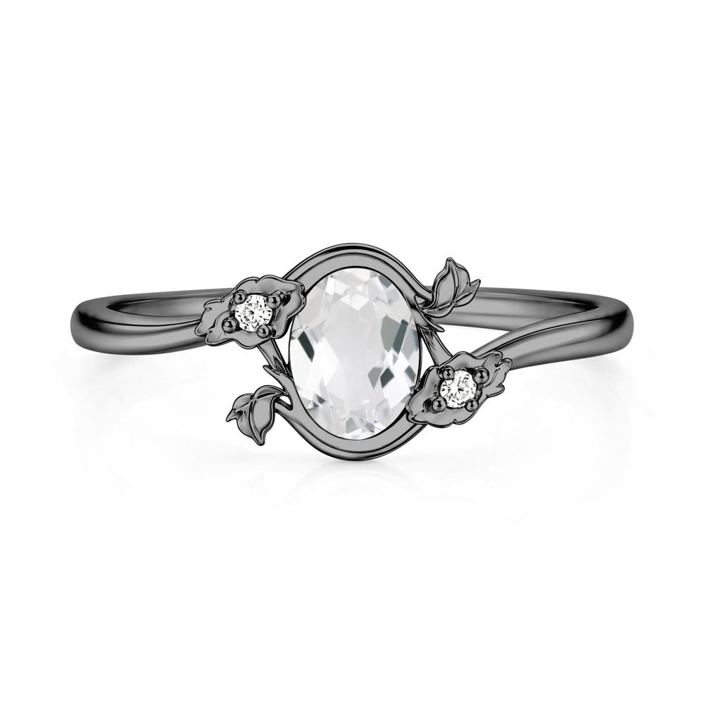 Oval Shaped Garnet Bypass Floral Ring - LUO Jewelry #gemstone_White Topaz