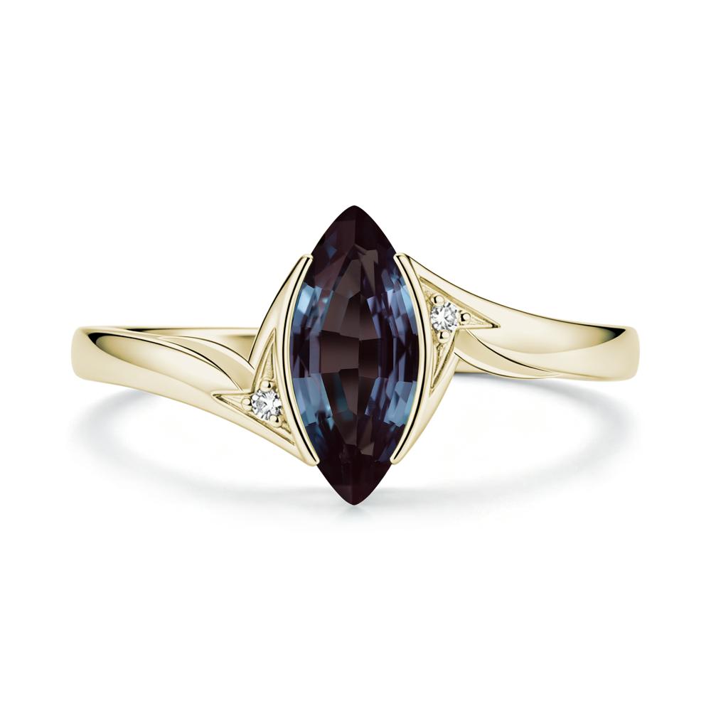 Marquise Cut Green Moissanite Tension Ring - LUO Jewelry #gemstone_Alexandrite