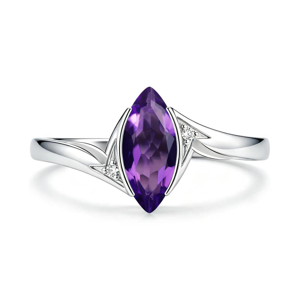 Marquise Cut Green Moissanite Tension Ring - LUO Jewelry #gemstone_Amethyst
