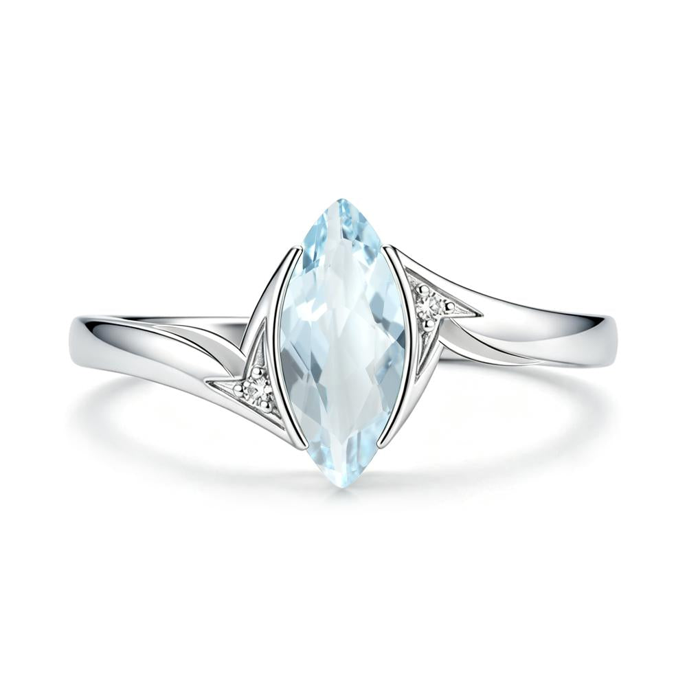 Marquise Cut Green Moissanite Tension Ring - LUO Jewelry #gemstone_Aquamarine
