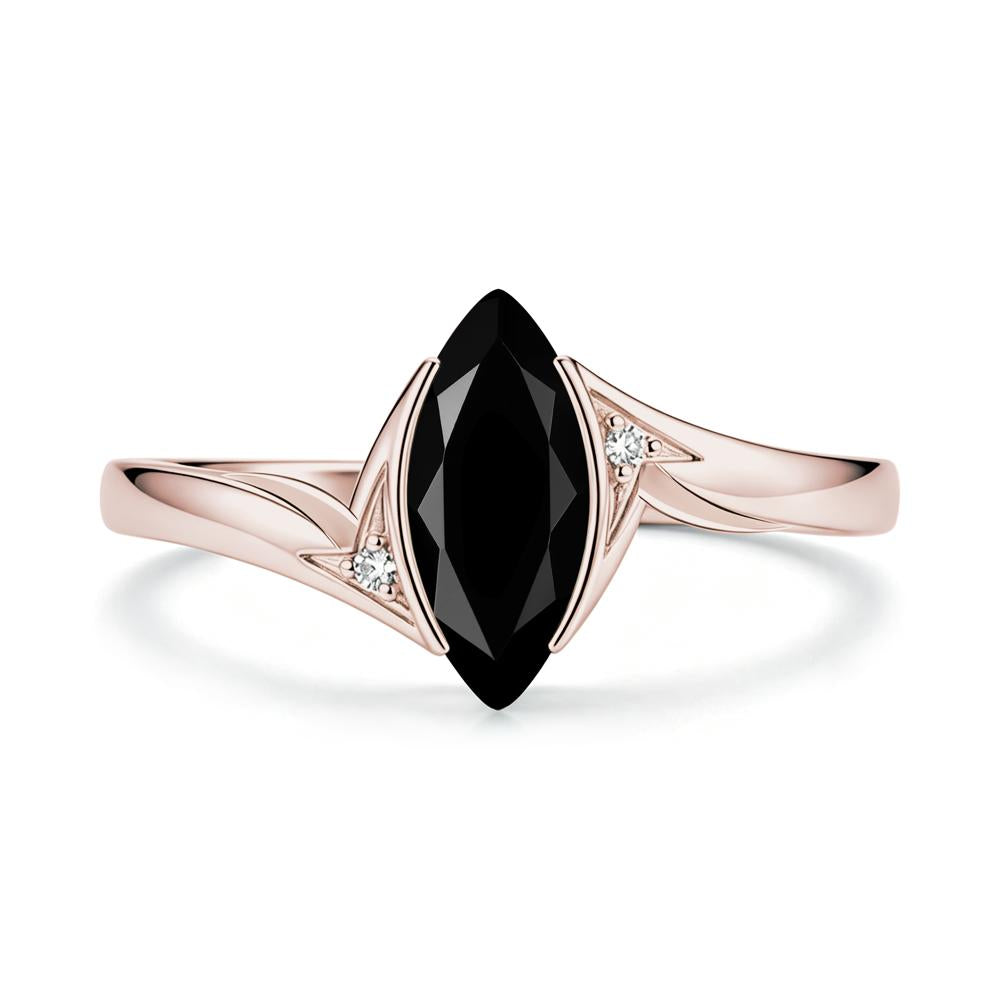 Marquise Cut Green Moissanite Tension Ring - LUO Jewelry #gemstone_Black Spinel