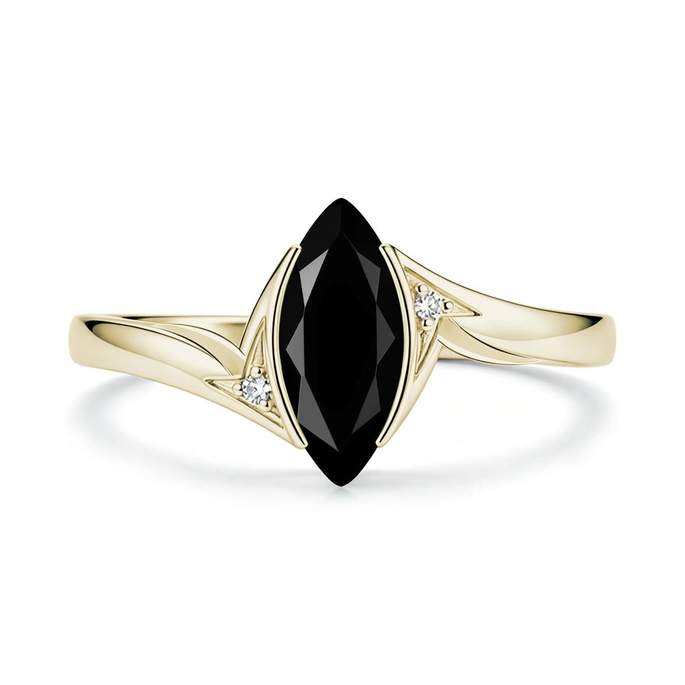Marquise Cut Green Moissanite Tension Ring - LUO Jewelry #gemstone_Black Spinel