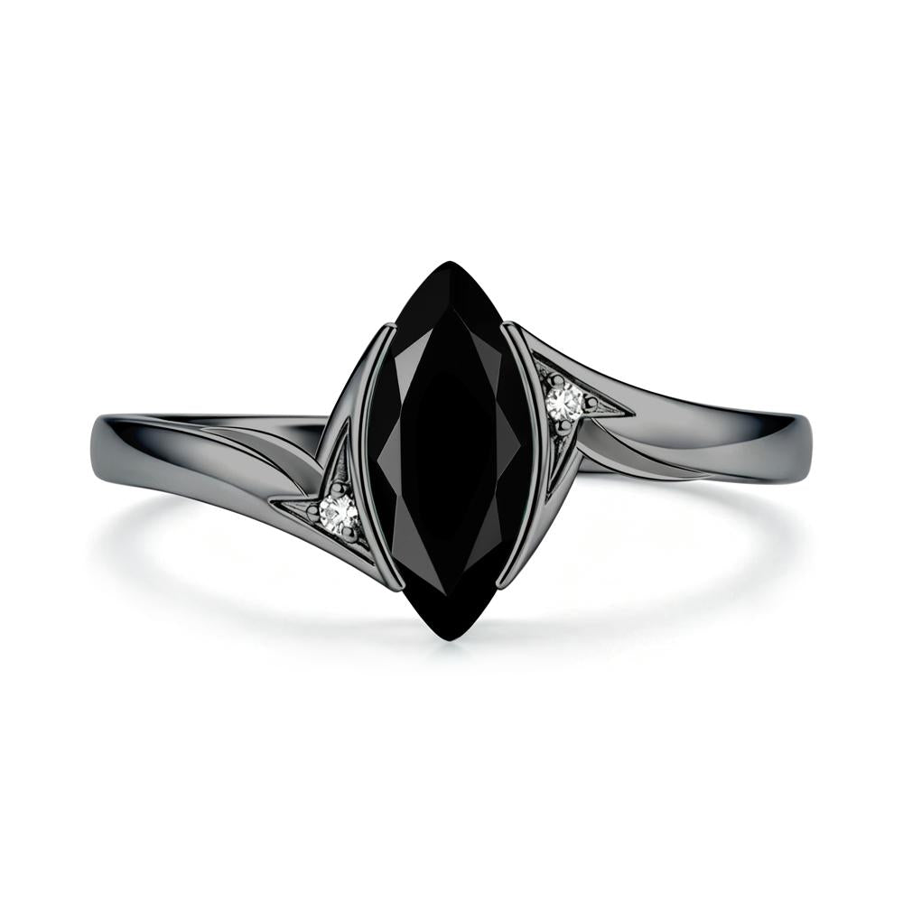 Marquise Cut Green Moissanite Tension Ring - LUO Jewelry #gemstone_Black Spinel