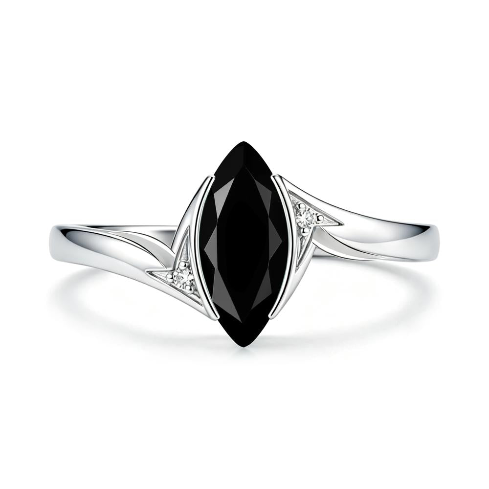 Marquise Cut Green Moissanite Tension Ring - LUO Jewelry #gemstone_Black Spinel