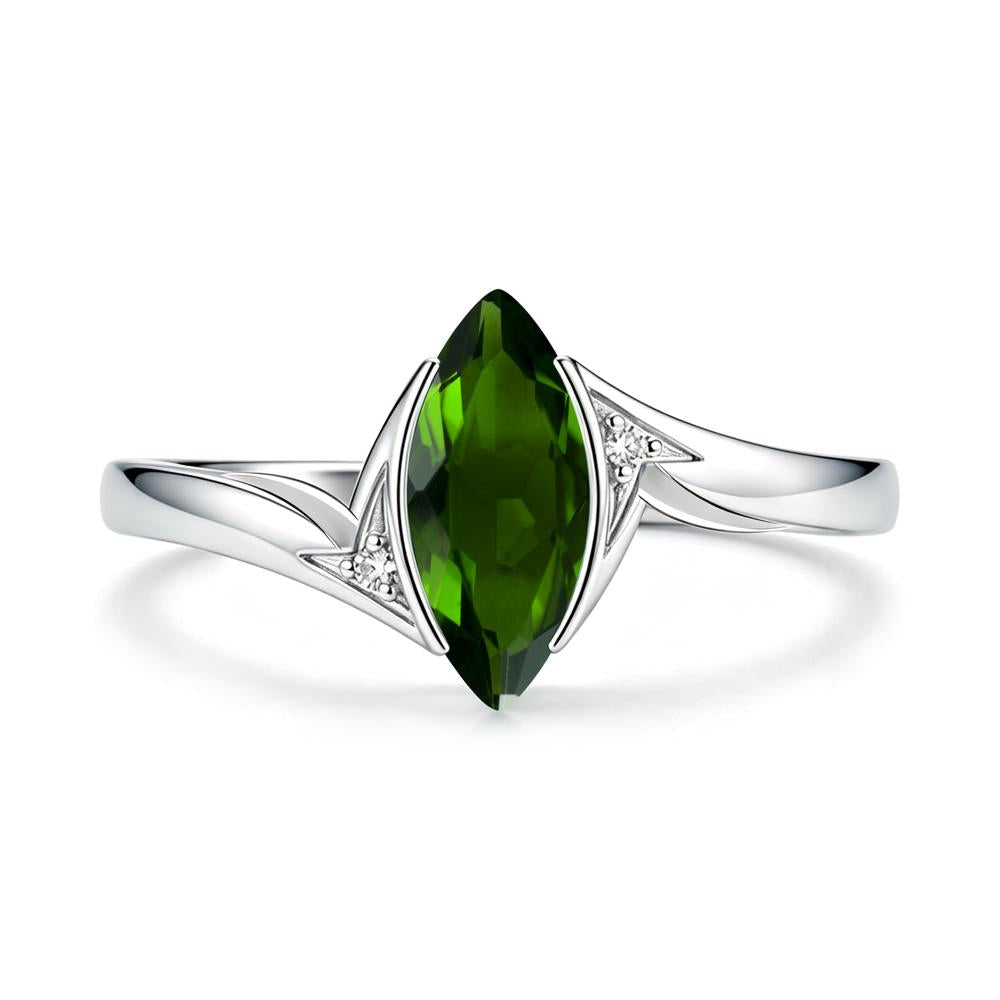Marquise Cut Green Moissanite Tension Ring - LUO Jewelry #gemstone_Diopside