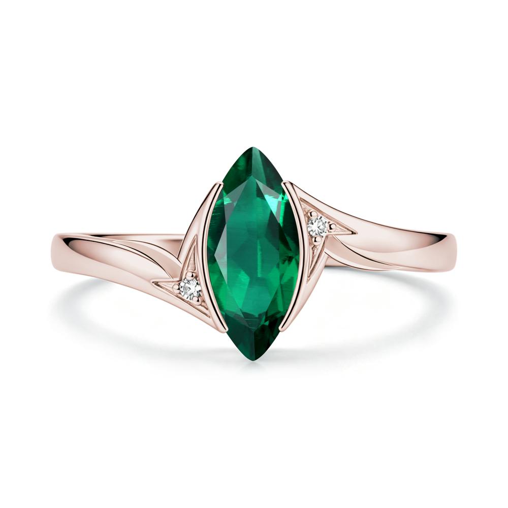 Marquise Cut Green Moissanite Tension Ring - LUO Jewelry #gemstone_Emerald