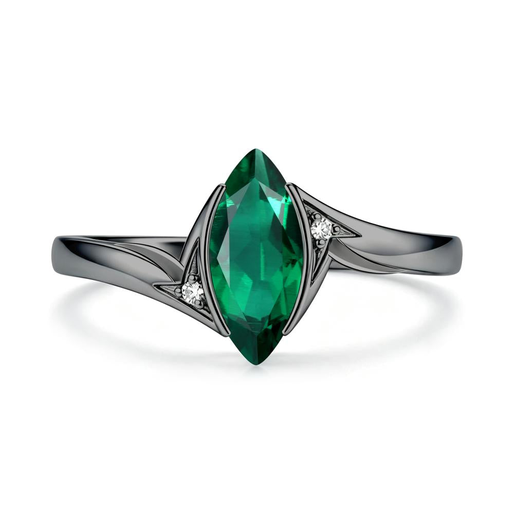 Marquise Cut Green Moissanite Tension Ring - LUO Jewelry #gemstone_Emerald