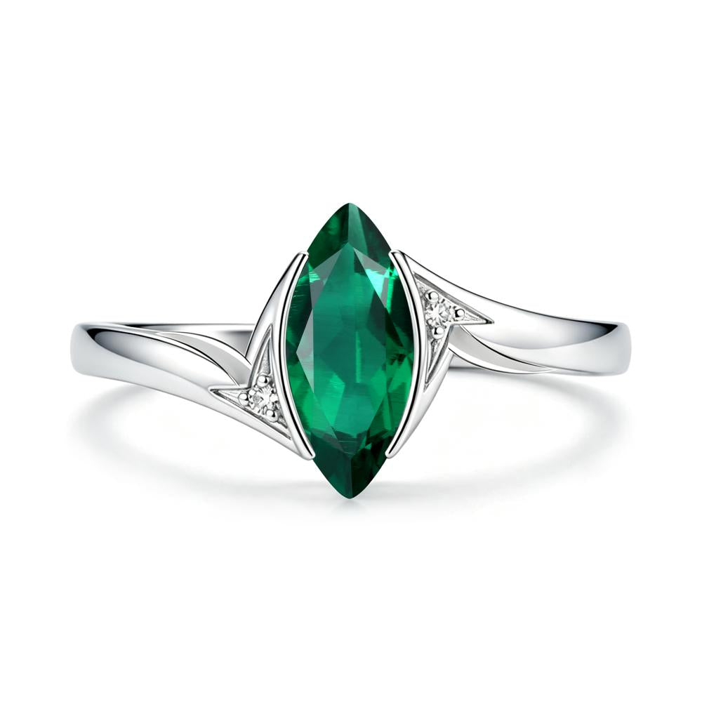 Marquise Cut Green Moissanite Tension Ring - LUO Jewelry #gemstone_Emerald