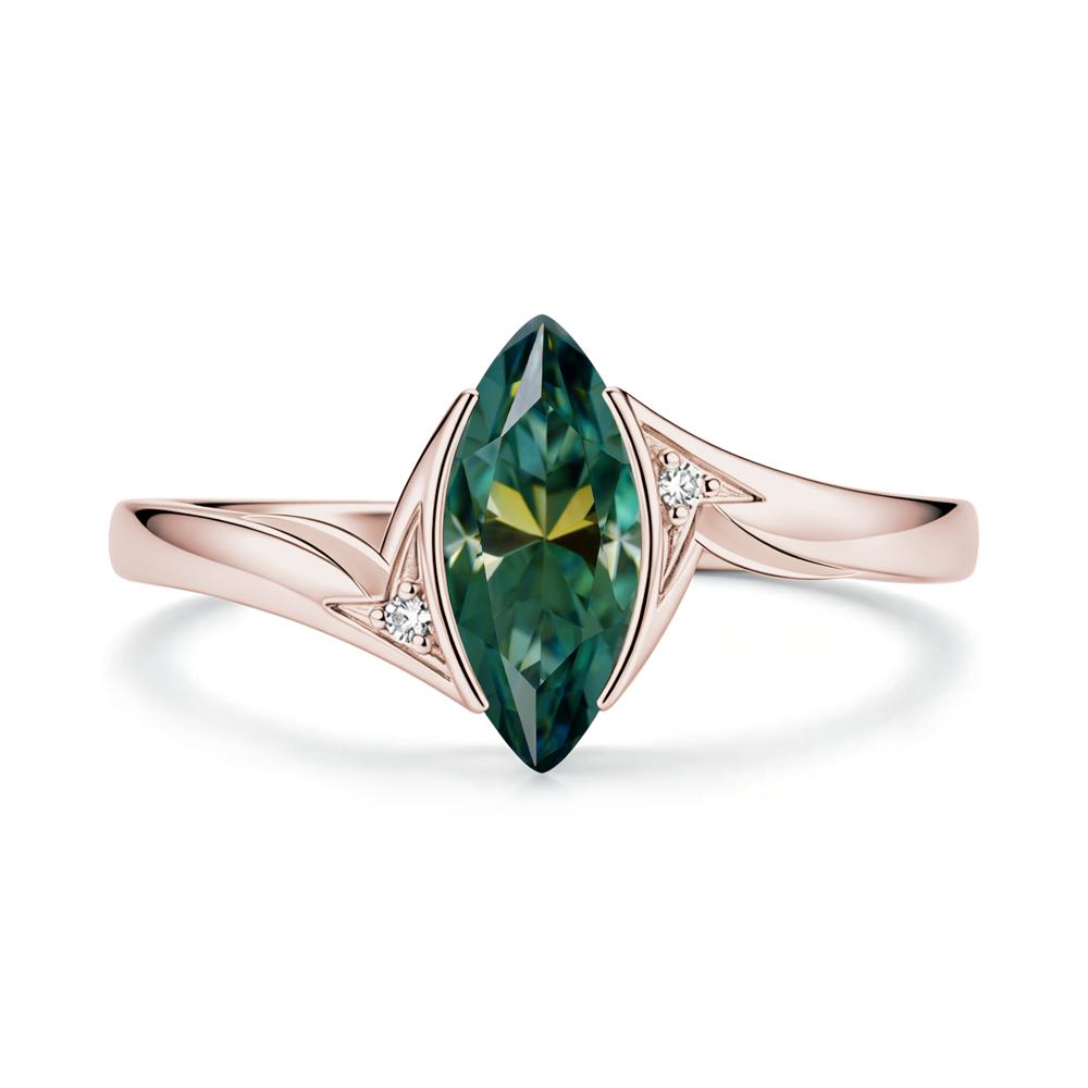 Marquise Cut Green Moissanite Tension Ring - LUO Jewelry #gemstone_Green Moissanite
