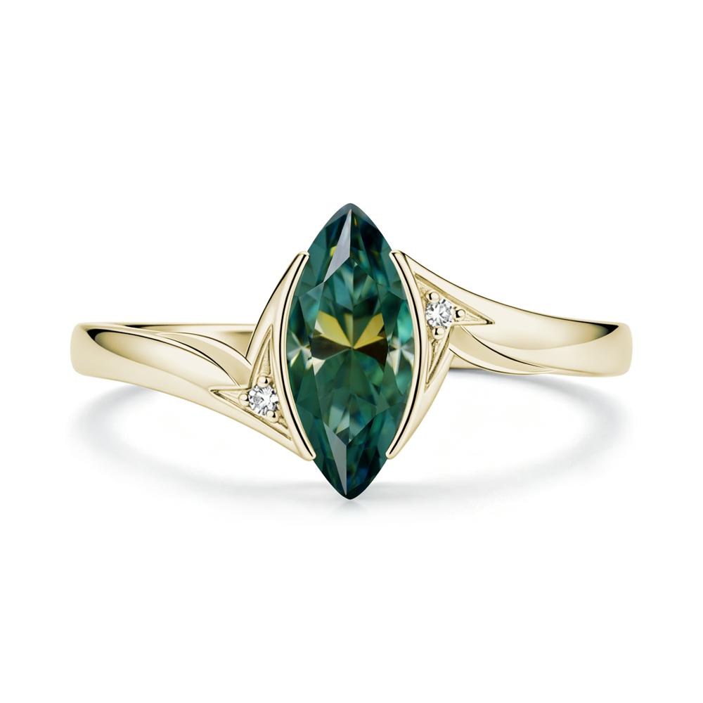 Marquise Cut Green Moissanite Tension Ring - LUO Jewelry #gemstone_Green Moissanite