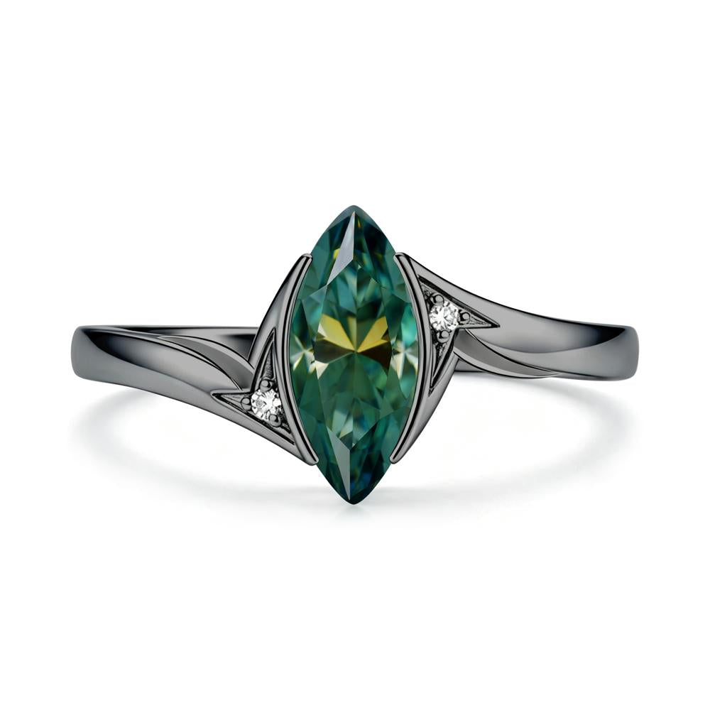 Marquise Cut Green Moissanite Tension Ring - LUO Jewelry #gemstone_Green Moissanite