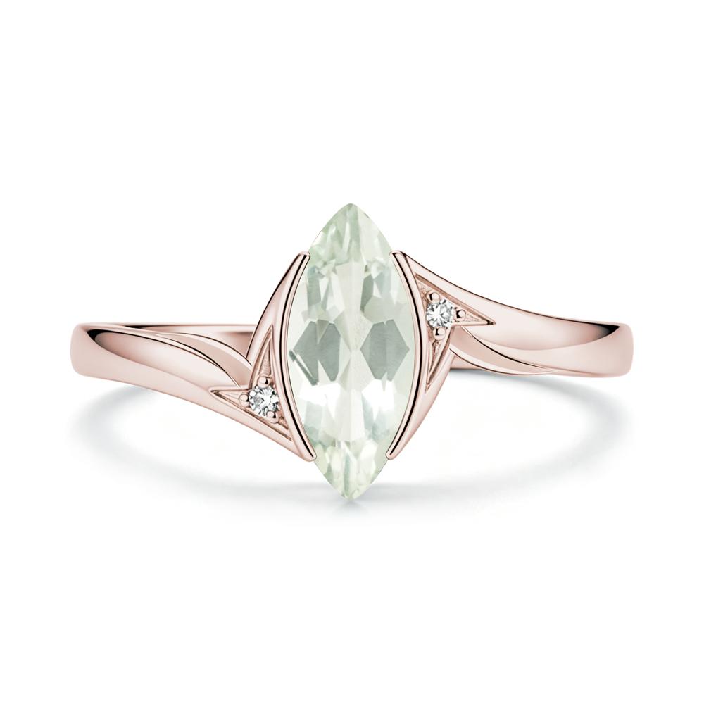 Marquise Cut Green Moissanite Tension Ring - LUO Jewelry #gemstone_Green Amethyst
