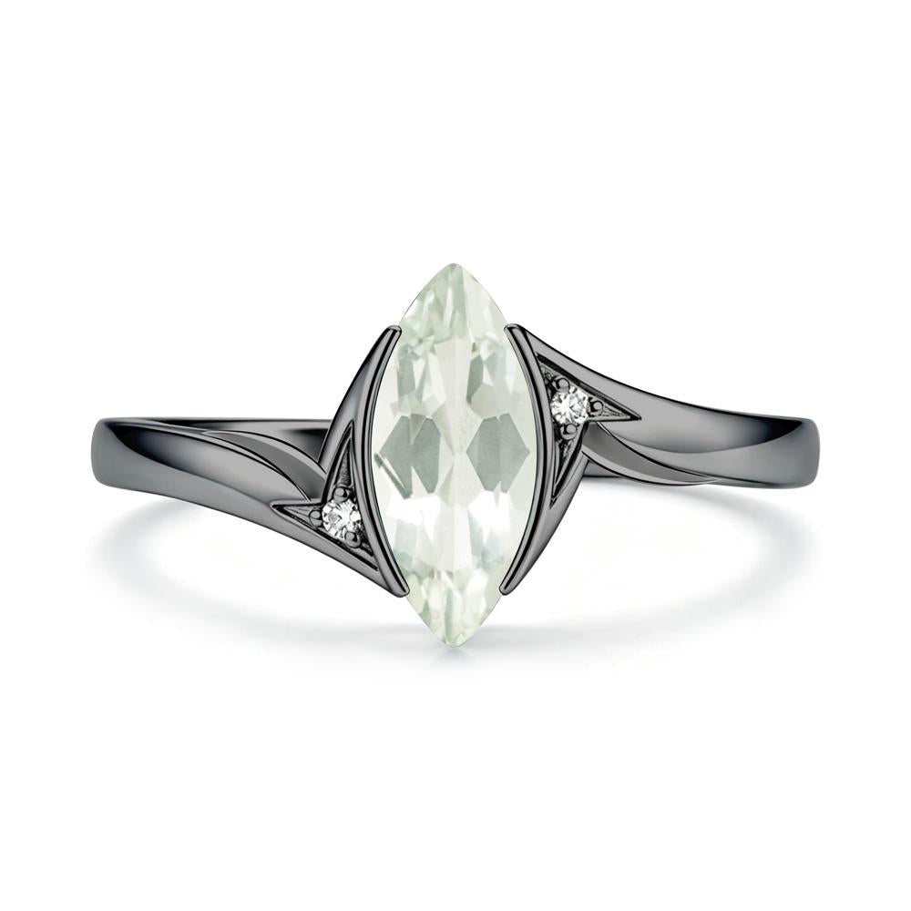 Marquise Cut Green Moissanite Tension Ring - LUO Jewelry #gemstone_Green Amethyst