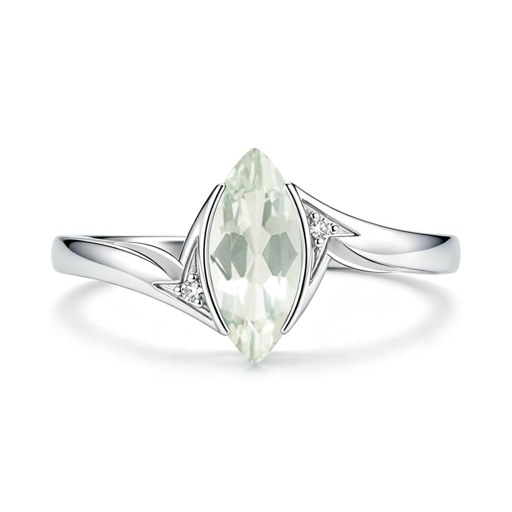 Marquise Cut Green Moissanite Tension Ring - LUO Jewelry #gemstone_Green Amethyst