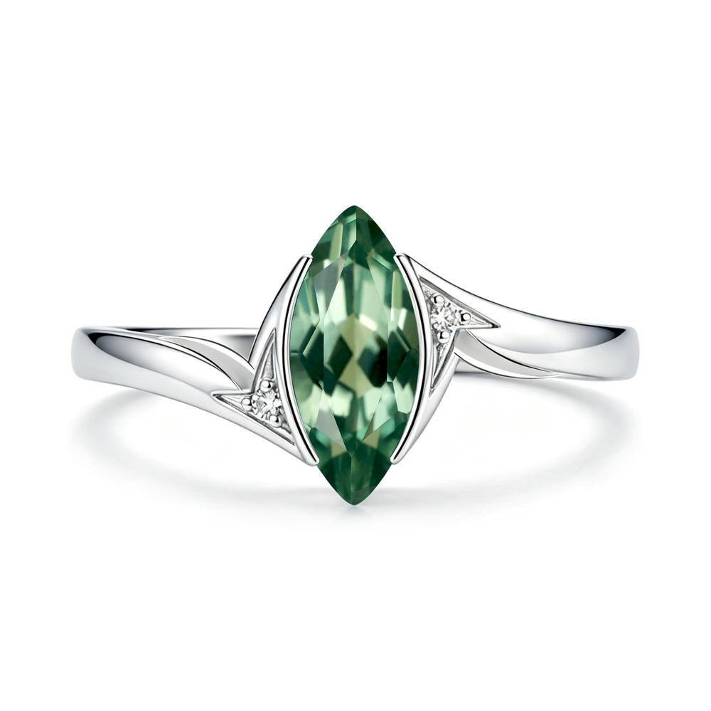 Marquise Cut Green Moissanite Tension Ring - LUO Jewelry #gemstone_Green Sapphire