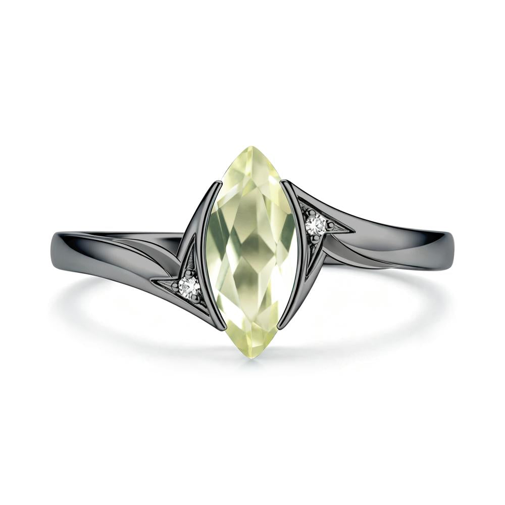 Marquise Cut Green Moissanite Tension Ring - LUO Jewelry #gemstone_Lemon Quartz