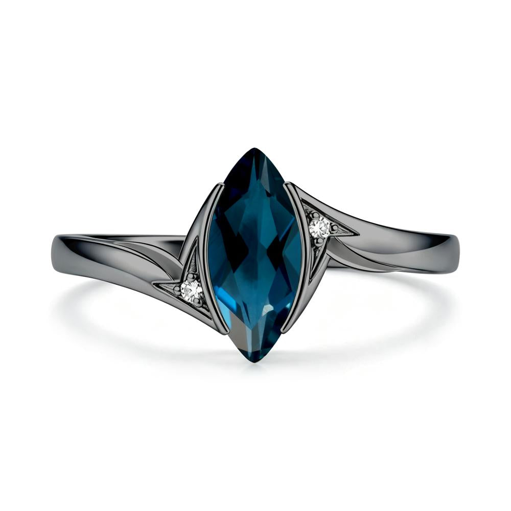 Marquise Cut Green Moissanite Tension Ring - LUO Jewelry #gemstone_London Blue Topaz