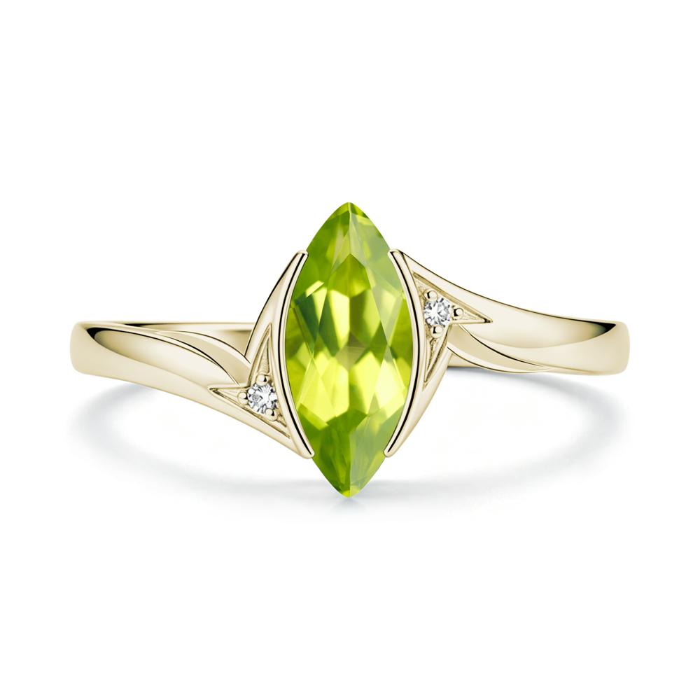 Marquise Cut Green Moissanite Tension Ring - LUO Jewelry #gemstone_Peridot