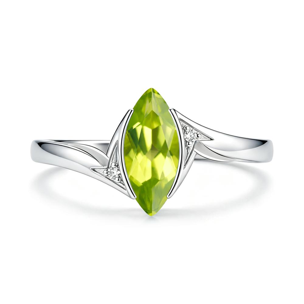 Marquise Cut Green Moissanite Tension Ring - LUO Jewelry #gemstone_Peridot