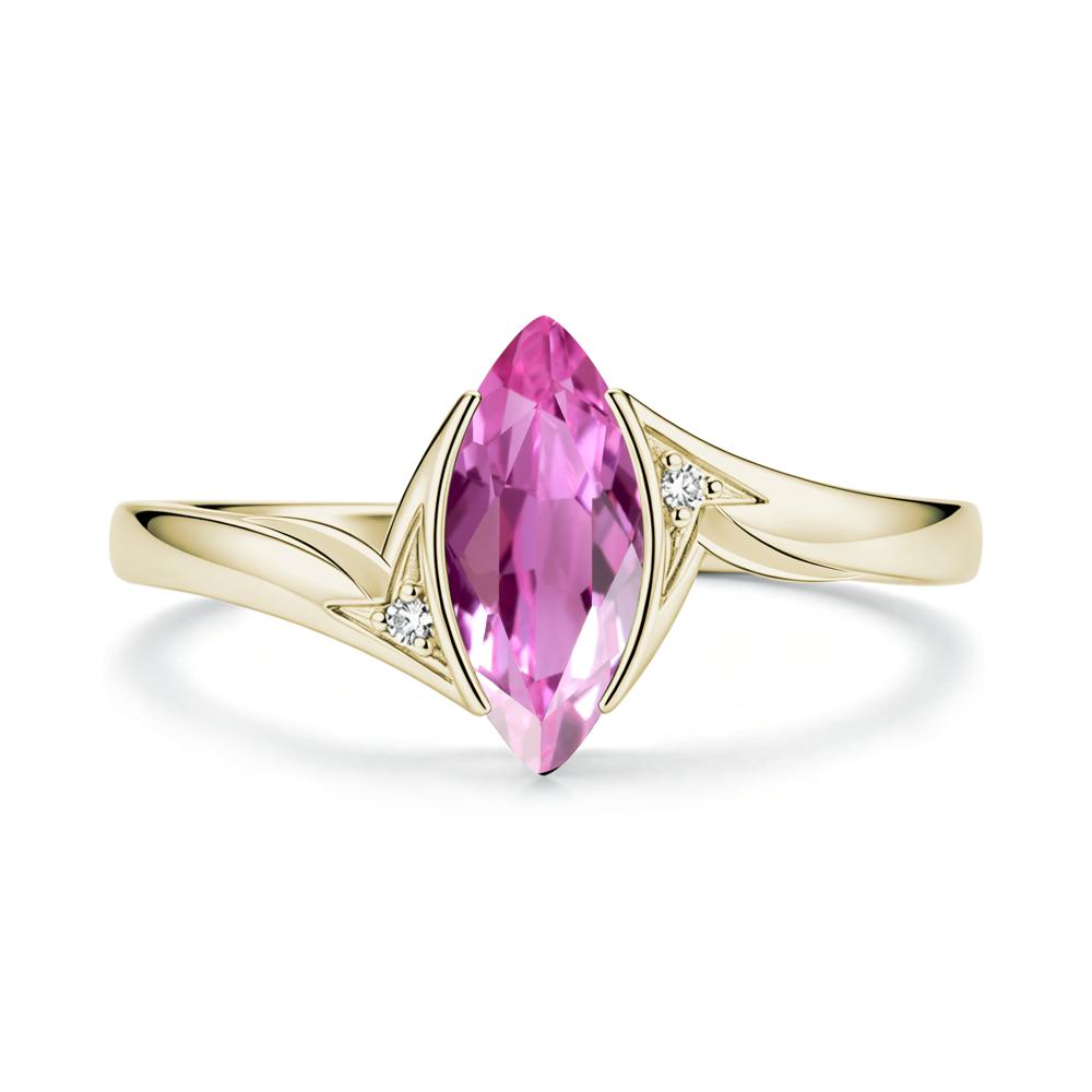 Marquise Cut Green Moissanite Tension Ring - LUO Jewelry #gemstone_Pink Sapphire
