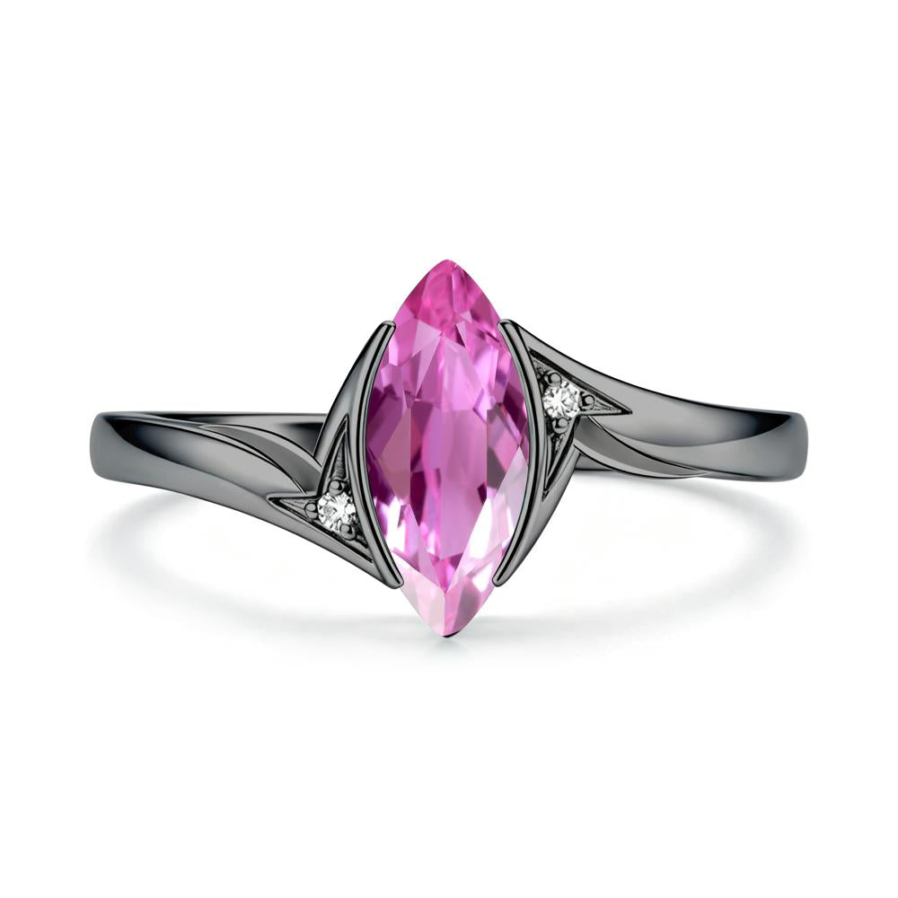 Marquise Cut Green Moissanite Tension Ring - LUO Jewelry #gemstone_Pink Sapphire