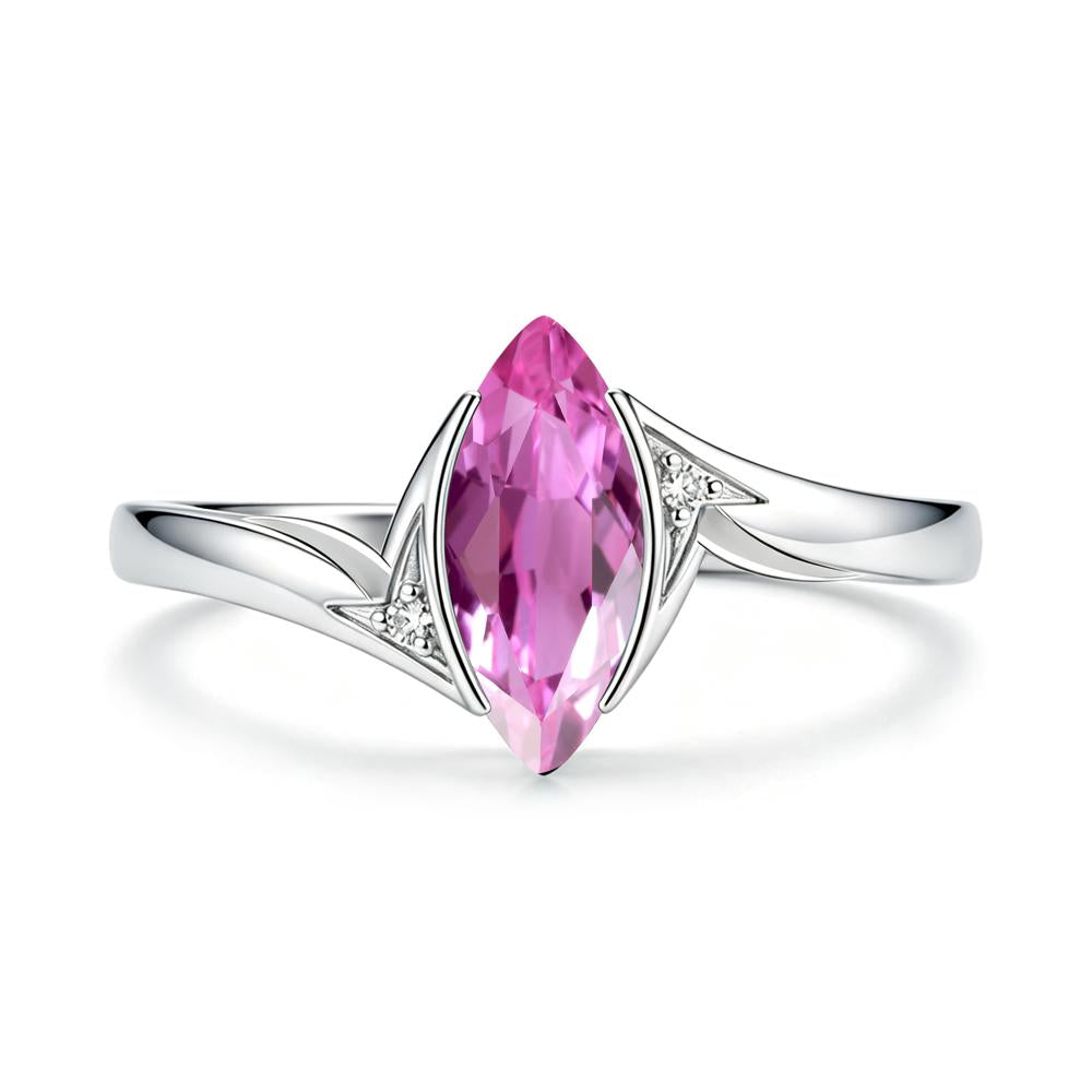 Marquise Cut Green Moissanite Tension Ring - LUO Jewelry #gemstone_Pink Sapphire