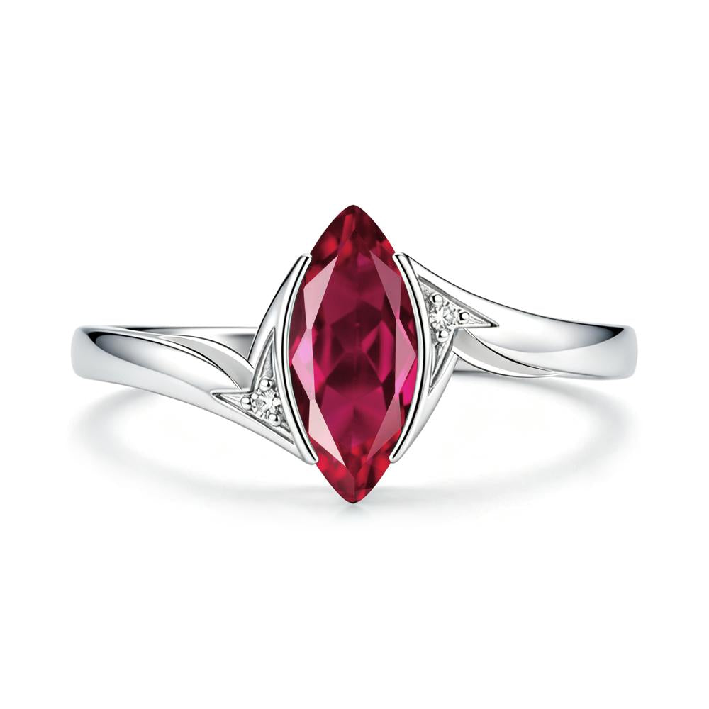 Marquise Cut Green Moissanite Tension Ring - LUO Jewelry #gemstone_Ruby