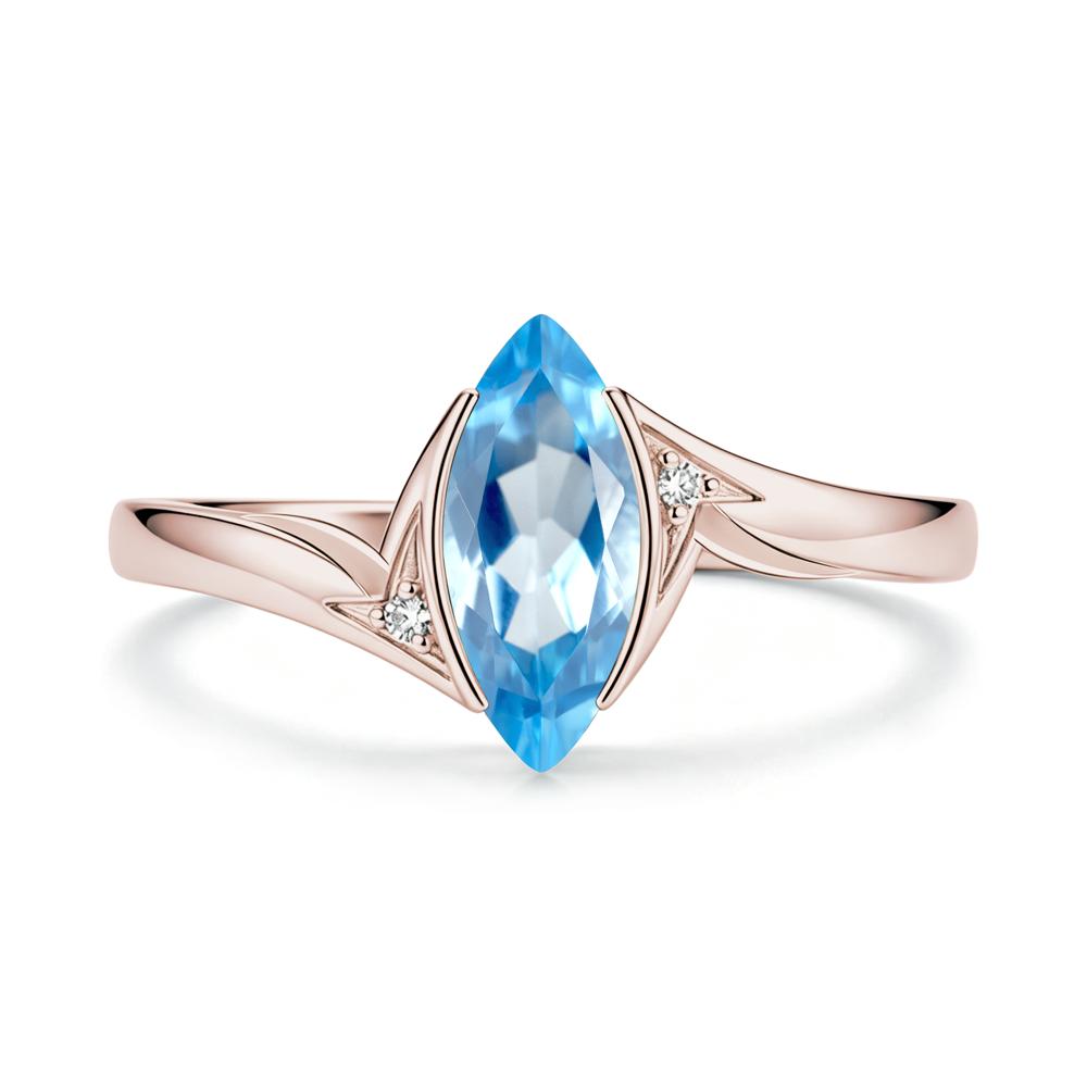 Marquise Cut Green Moissanite Tension Ring - LUO Jewelry #gemstone_Swiss Blue Topaz