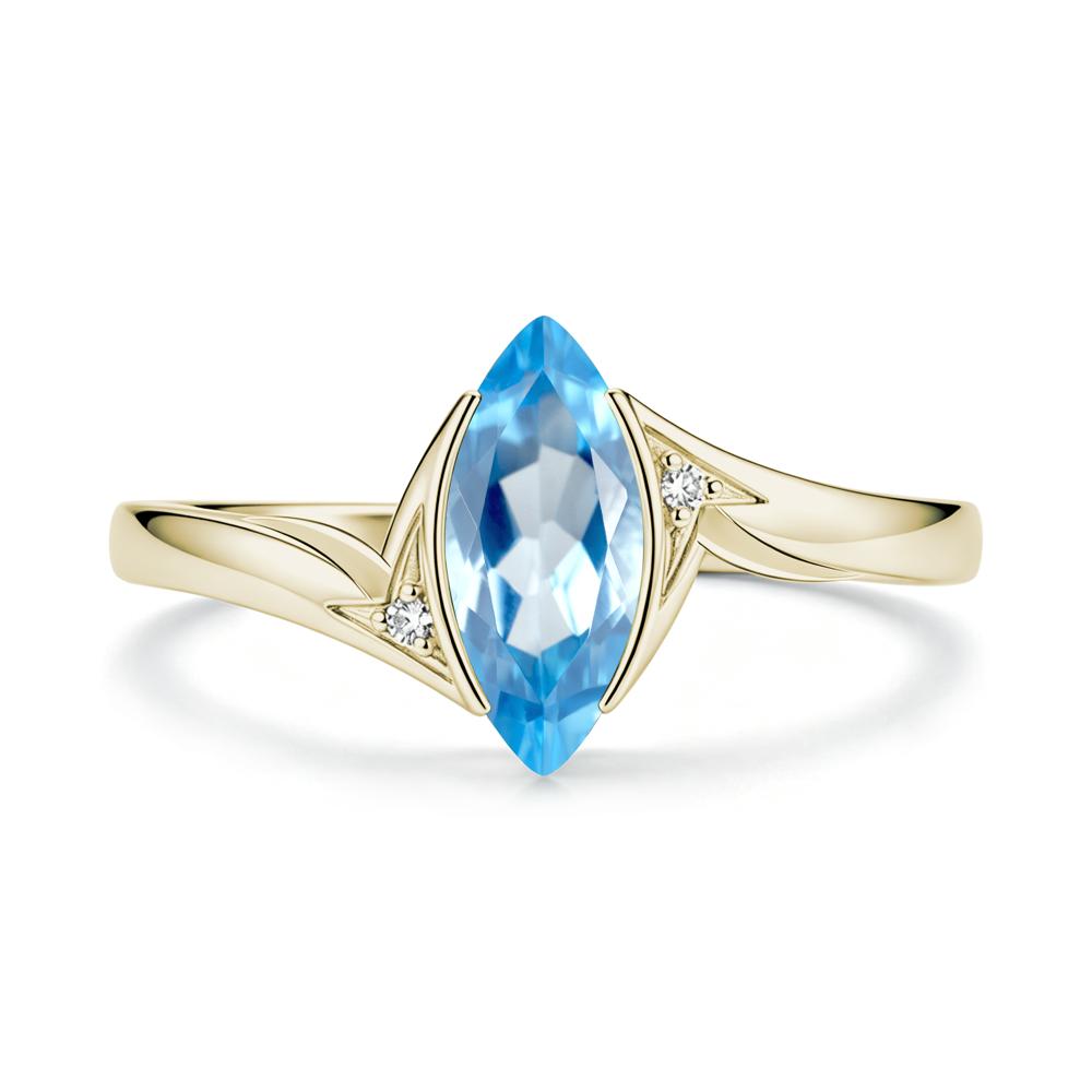 Marquise Cut Green Moissanite Tension Ring - LUO Jewelry #gemstone_Swiss Blue Topaz