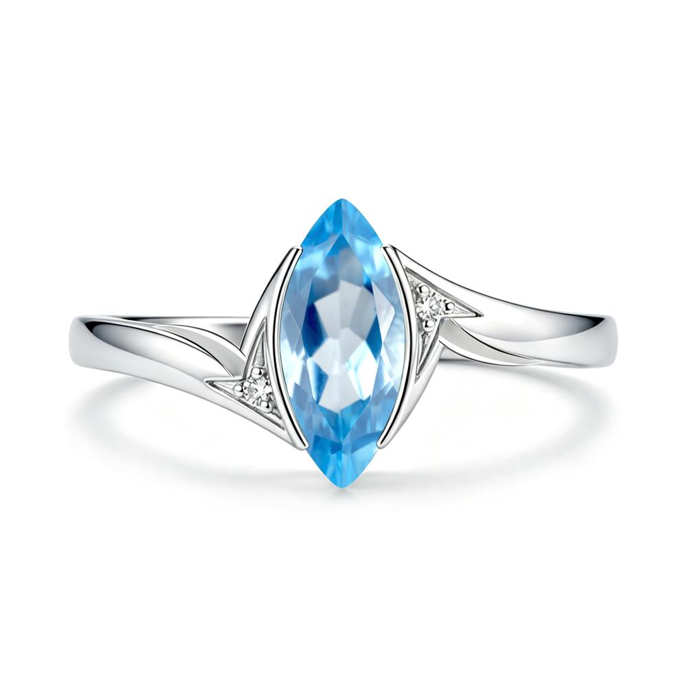 Marquise Cut Green Moissanite Tension Ring - LUO Jewelry #gemstone_Swiss Blue Topaz
