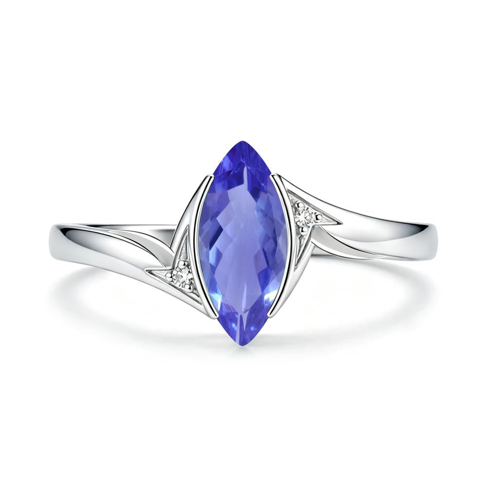 Marquise Cut Green Moissanite Tension Ring - LUO Jewelry #gemstone_Tanzanite
