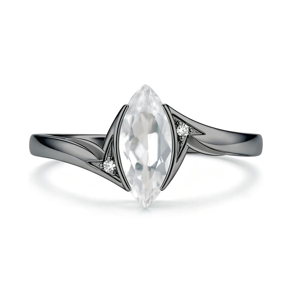 Marquise Cut Green Moissanite Tension Ring - LUO Jewelry #gemstone_White Topaz
