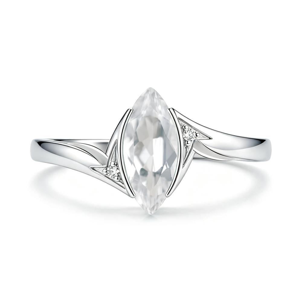 Marquise Cut Green Moissanite Tension Ring - LUO Jewelry #gemstone_White Topaz