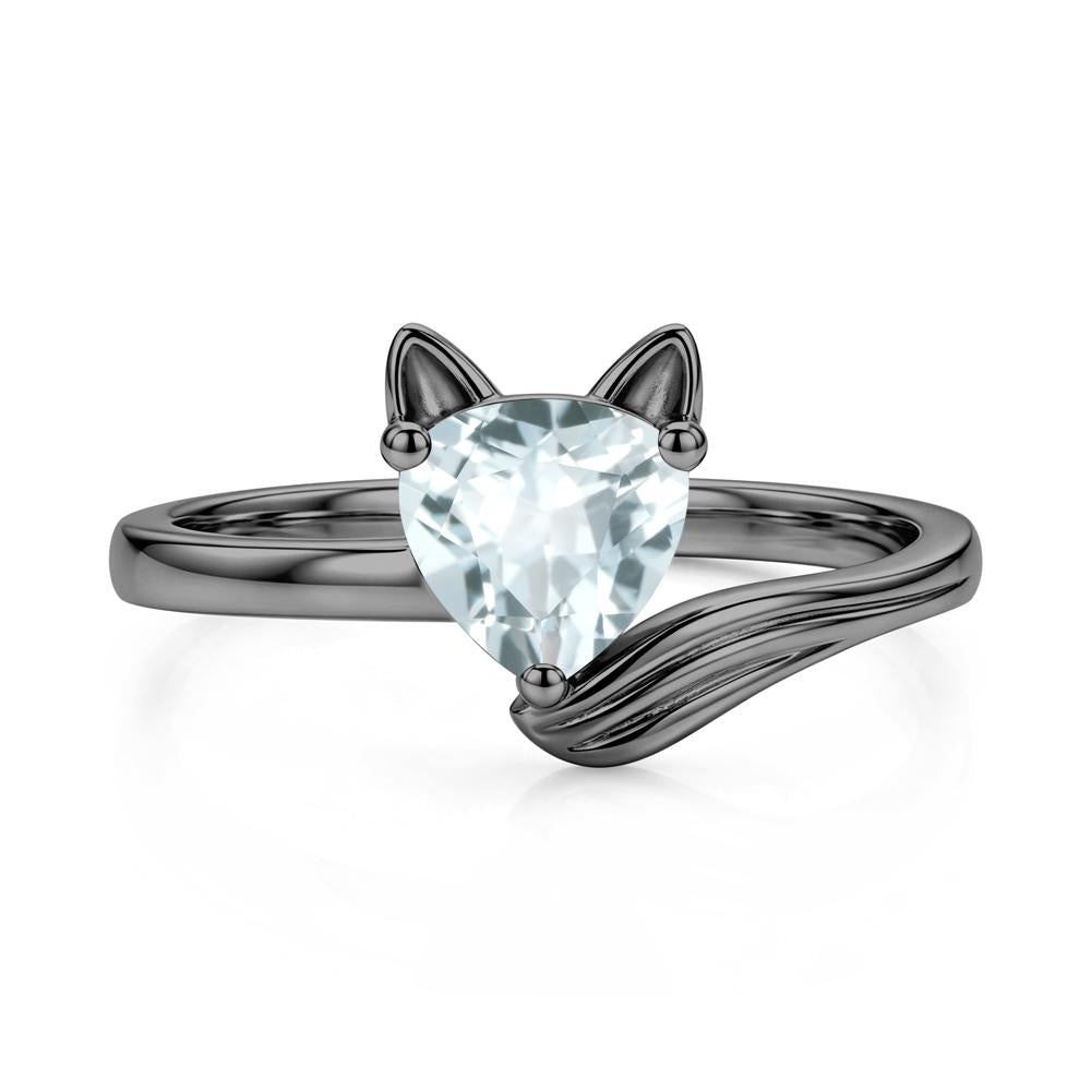Trillion Cut Sapphire Fox Ring - LUO Jewelry #gemstone_Aquamarine