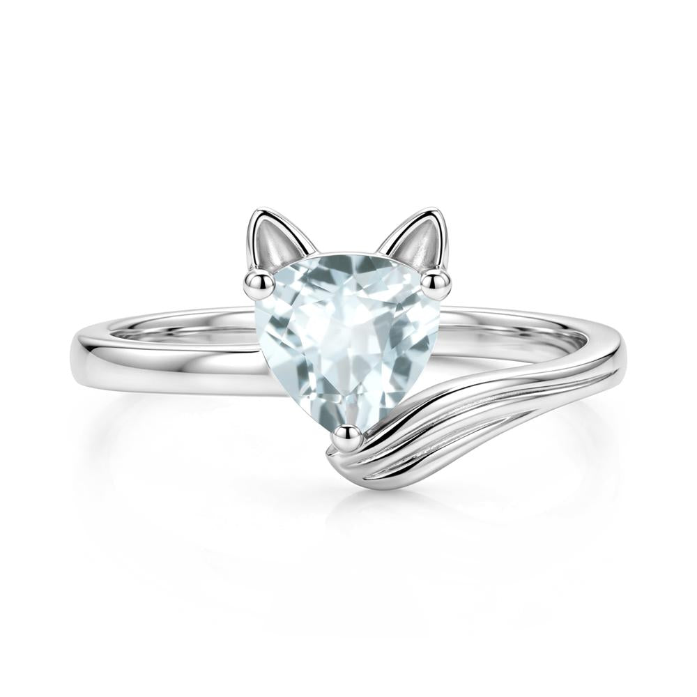 Trillion Cut Sapphire Fox Ring - LUO Jewelry #gemstone_Aquamarine