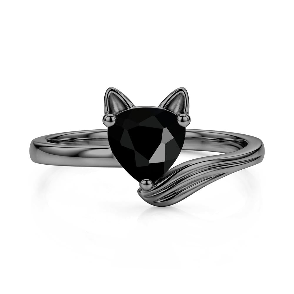Trillion Cut Sapphire Fox Ring - LUO Jewelry #gemstone_Black Spinel